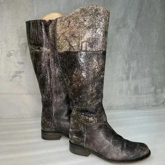 Steven By Steve Madden Reins Leather Knee High Distressed Riding Boots Brown 6.5 - Picture 3 of 16
